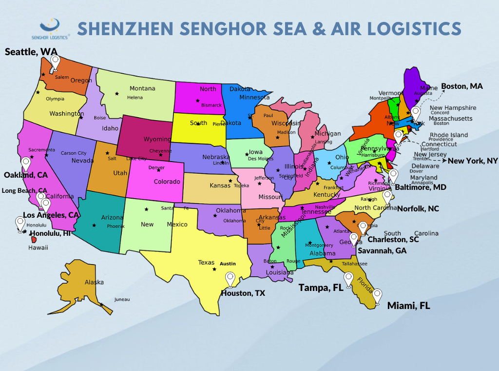 senghor logistics Serviziu di l'agente di spedizione da a Cina à i Stati Uniti (1)