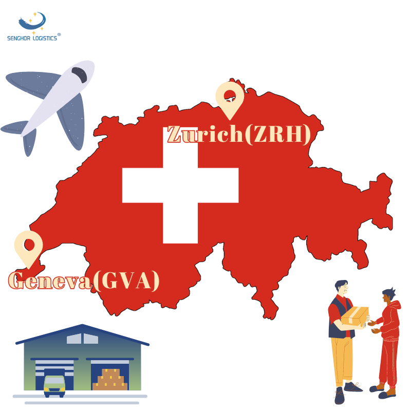 Shipping to Switzerland airports from China agent air freight cargo easy and fast by Senghor Logistics